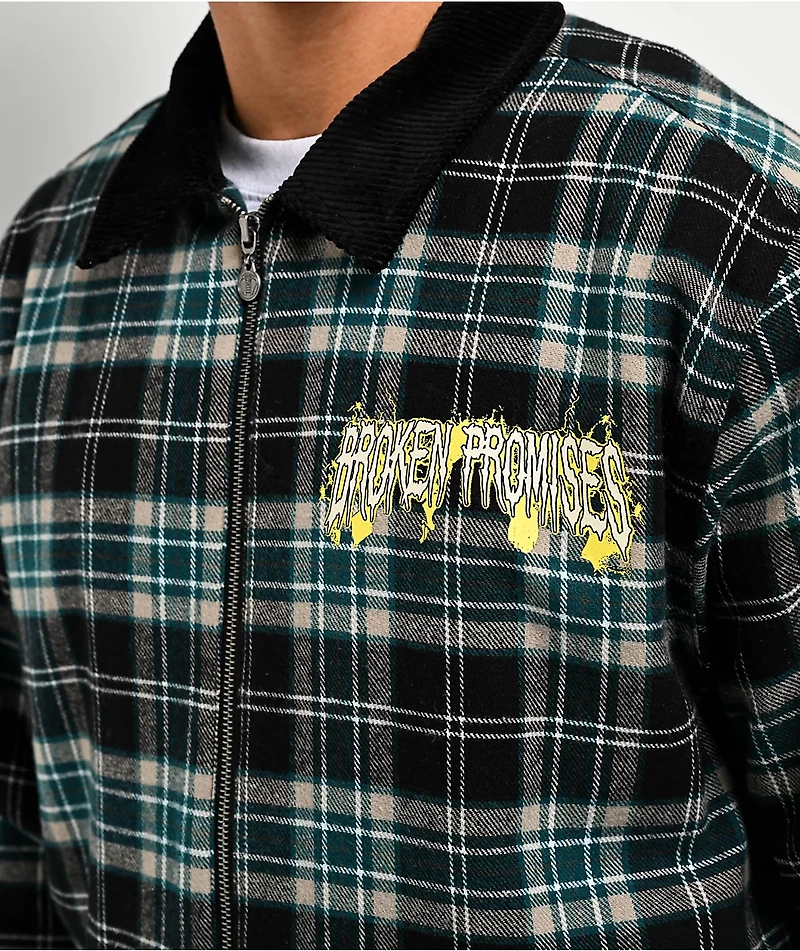 Broken Promises Damsel Distress Black & Blue Flannel Jacket