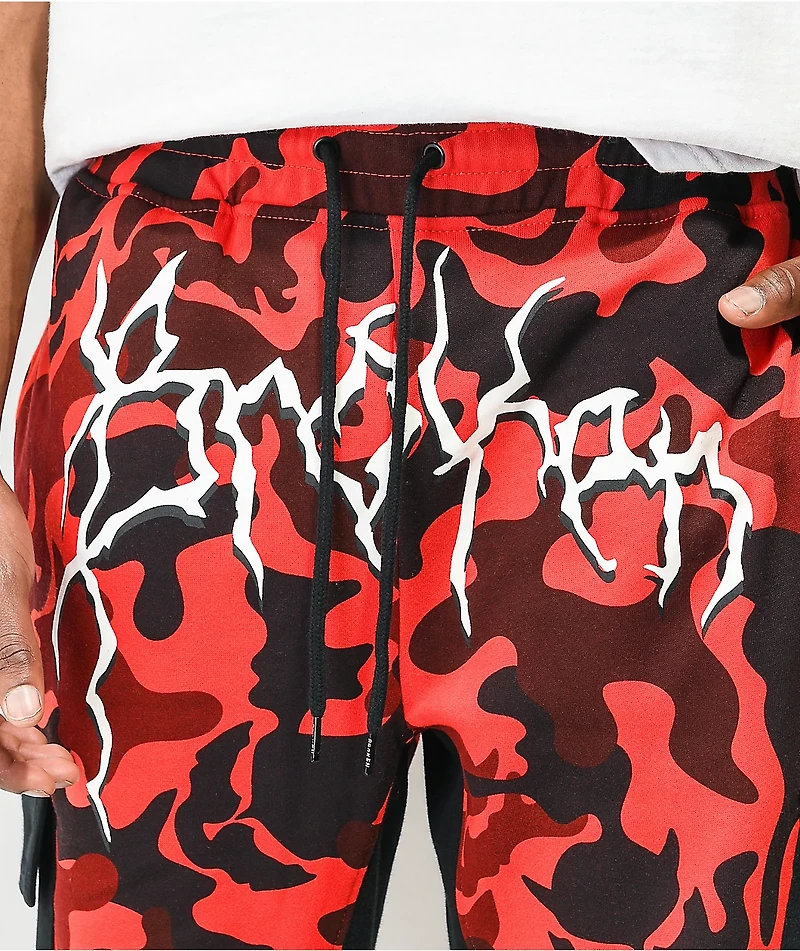 Broken Promises Demon Red & Black Camo Cargo Sweatpants
