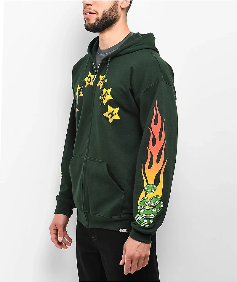 Broken Promises Devil Dealer Green Zip Hoodie