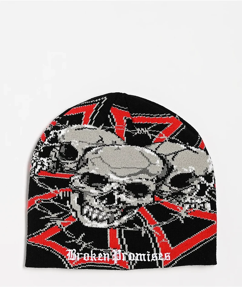 Broken Promises Devils Den Black Skully Beanie