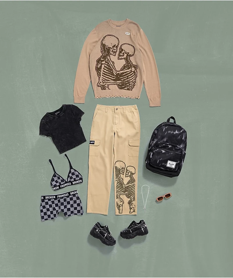 Broken Promises Embrace Khaki Cargo Pants