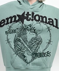 Broken Promises Emotional Embrace Green Hoodie