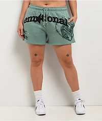 Broken Promises Emotional Embrace Green Sweat Shorts
