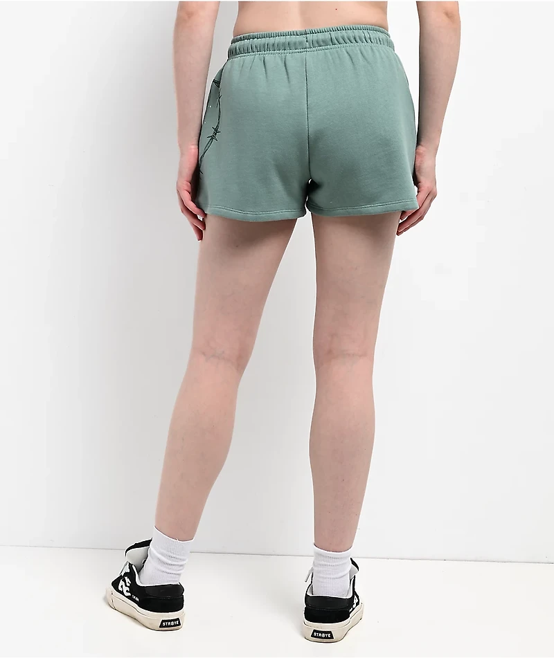 Broken Promises Emotional Embrace Green Sweat Shorts