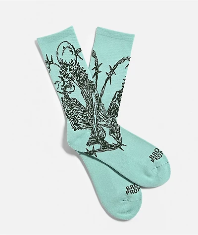 Broken Promises Emotional Embrace Teal Crew Socks