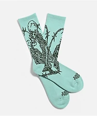 Broken Promises Emotional Embrace Teal Crew Socks