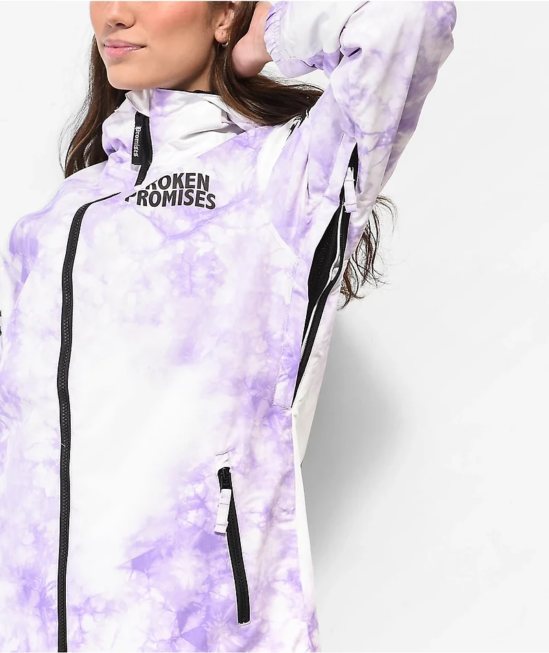 Broken Promises Emotional Wreck Purple & White Tie Dye Snowboard Jacket