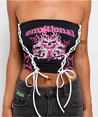 Broken Promises Emotionality Black Lace Up Tube Top