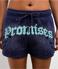 Broken Promises Endless Rhinestone Blue Wash Shorts