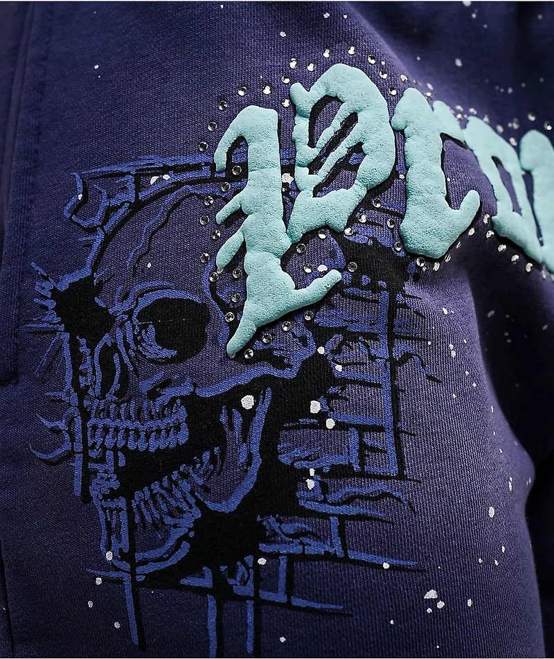 Broken Promises Endless Rhinestone Blue Wash Shorts