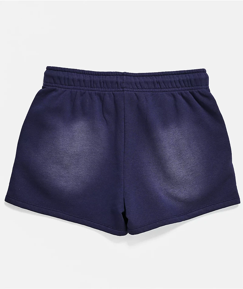 Broken Promises Endless Rhinestone Blue Wash Sweat Shorts