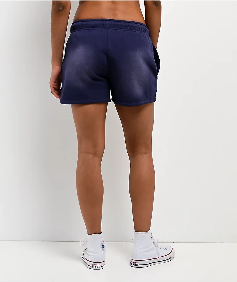 Broken Promises Endless Rhinestone Blue Wash Sweat Shorts