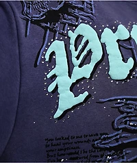 Broken Promises Endless Rhinestoned Navy Wash Hoodie