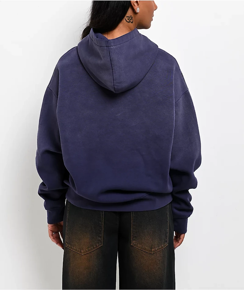 Broken Promises Endless Rhinestoned Navy Wash Hoodie