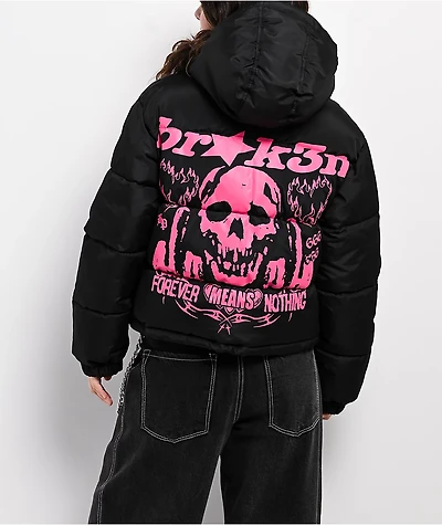Broken Promises Faceless Black Puffer Jacket