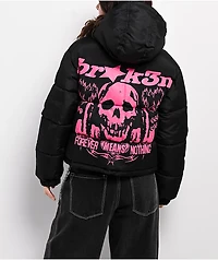 Broken Promises Faceless Black Puffer Jacket