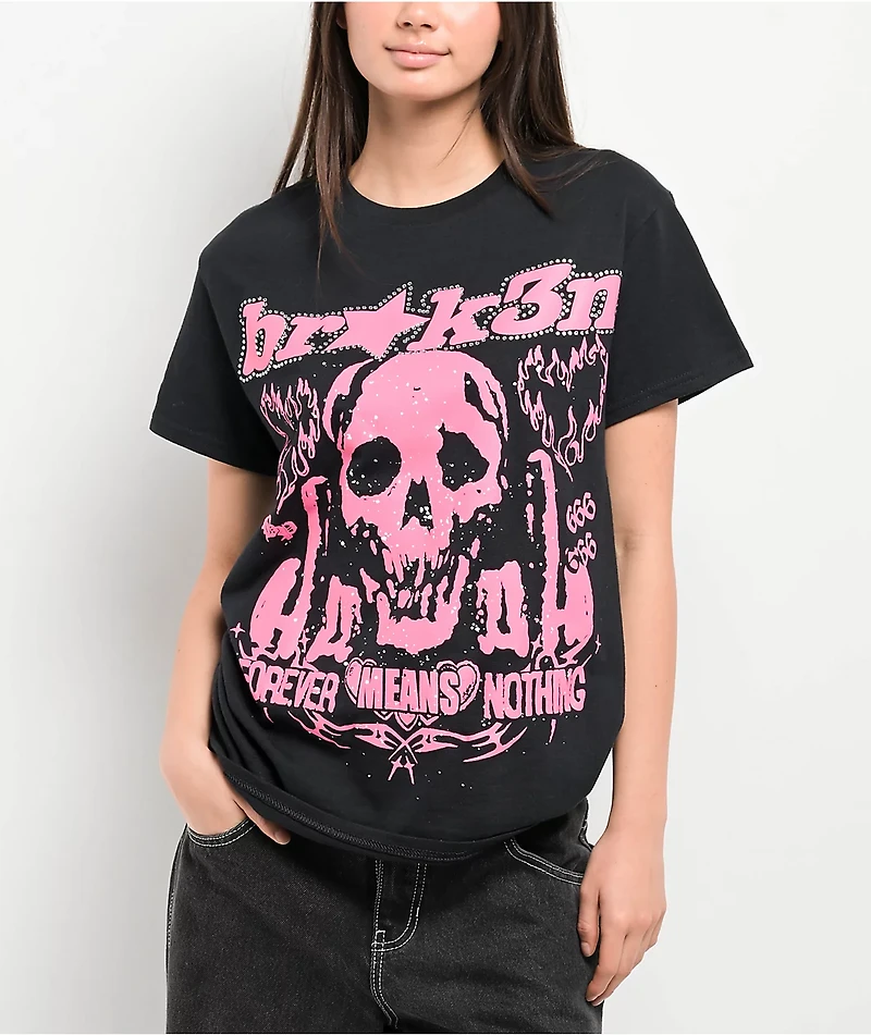 Broken Promises Faceless Rhinestone Black T-Shirt