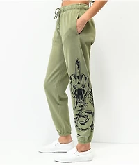 Broken Promises Fangs Green Sweatpants