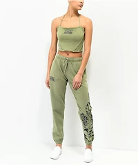 Broken Promises Fangs Green Sweatpants