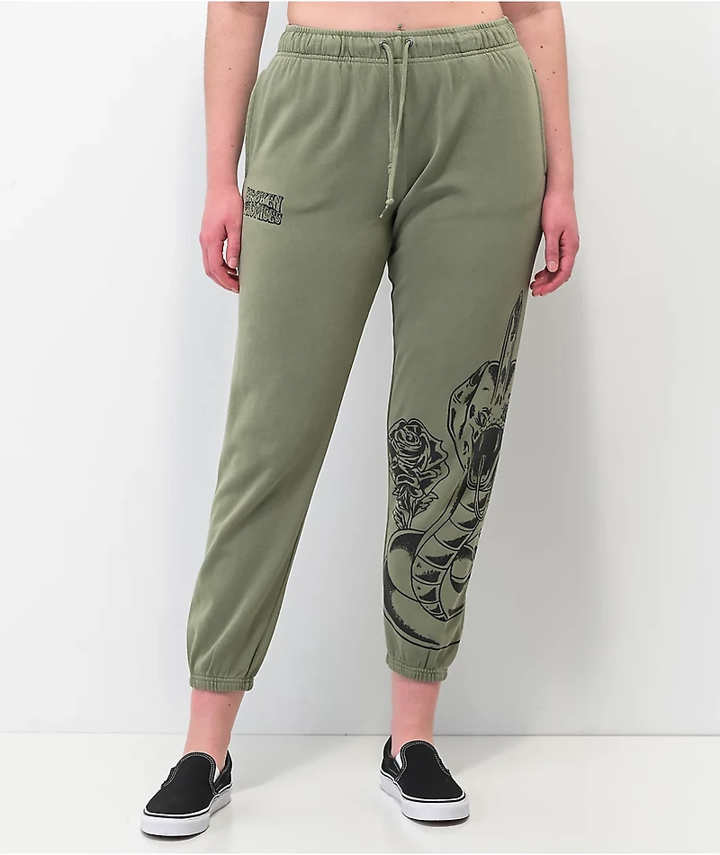 Broken Promises Fangs Green Sweatpants
