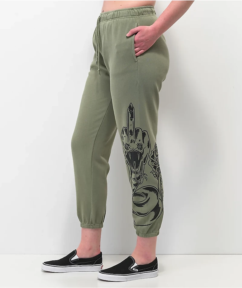 Broken Promises Fangs Green Sweatpants
