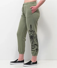 Broken Promises Fangs Green Sweatpants