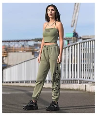 Broken Promises Fangs Green Sweatpants