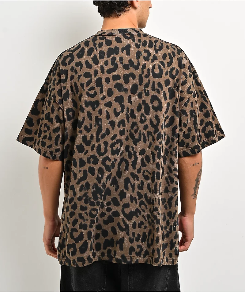 Broken Promises Feral Leopard Print Brown Wash T-Shirt