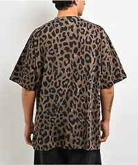 Broken Promises Feral Leopard Print Brown Wash T-Shirt