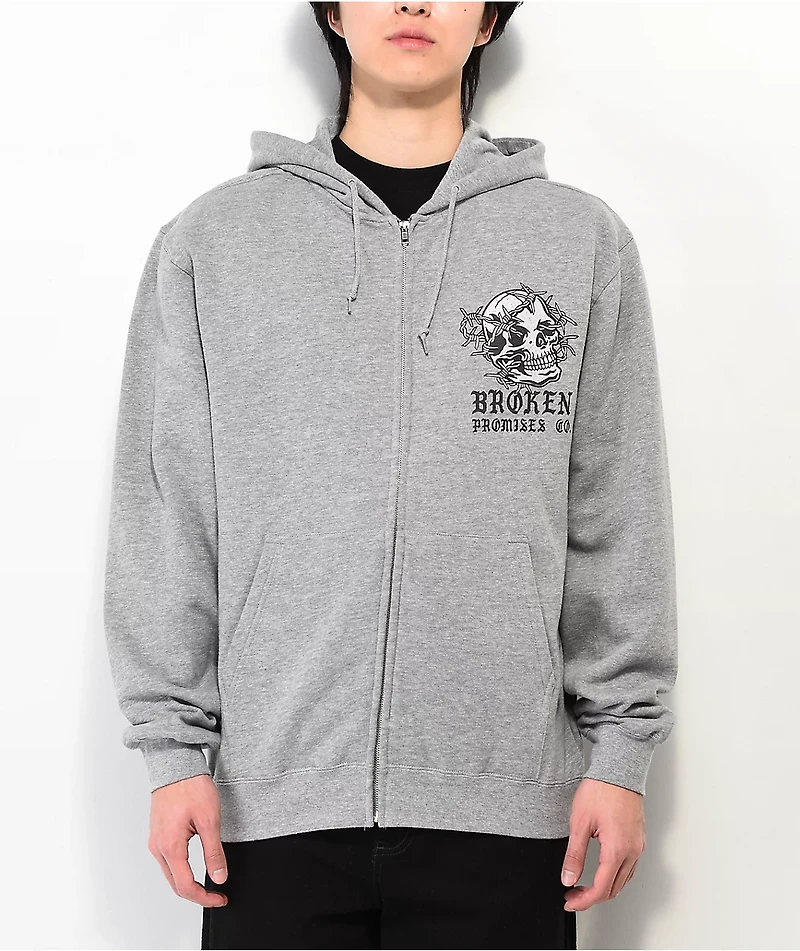 Broken Promises Forever After Grey Zip Hoodie