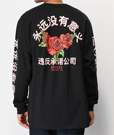 Broken Promises Forever Kanji Black Long Sleeve T-Shirt