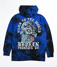 Broken Promises Forever Numb Blue Tie Dye Hoodie