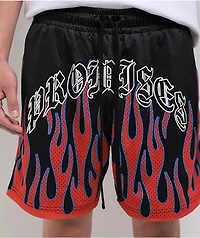 Broken Promises Frenemy Black & Red Mesh Shorts