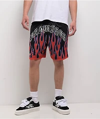 Broken Promises Frenemy Black & Red Mesh Shorts