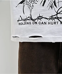 Broken Promises Futuristic Destroyed White T-Shirt