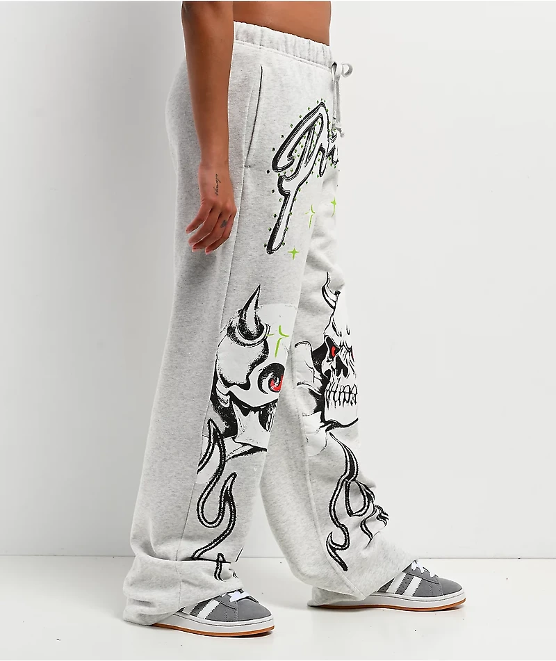 Broken Promises Get A Grip Grey Wide Leg Sweatpants