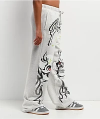 Broken Promises Get A Grip Grey Wide Leg Sweatpants