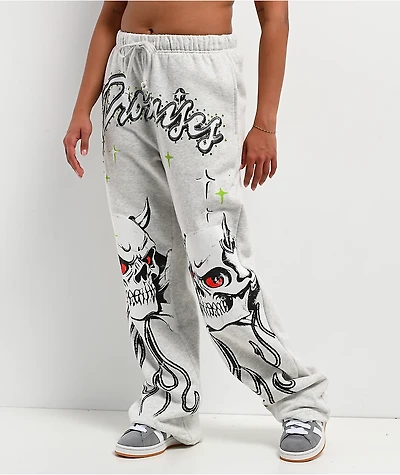 Broken Promises Get A Grip Grey Wide Leg Sweatpants