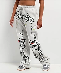 Broken Promises Get A Grip Grey Wide Leg Sweatpants