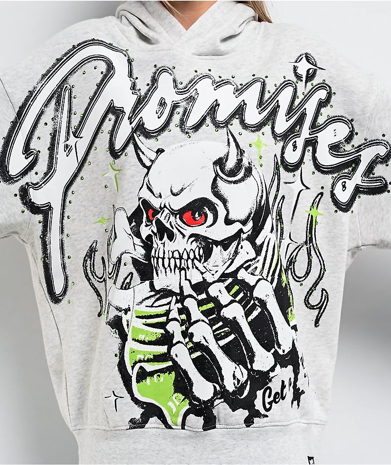 Broken Promises Get A Grip Heather Grey Hoodie