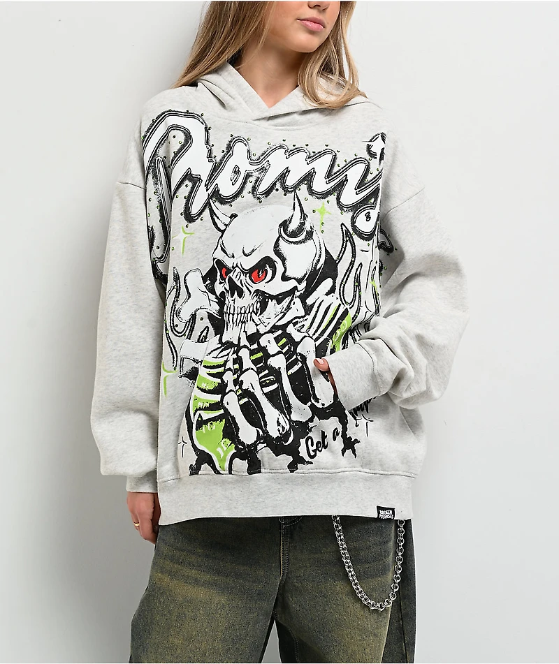 Broken Promises Get A Grip Heather Grey Hoodie