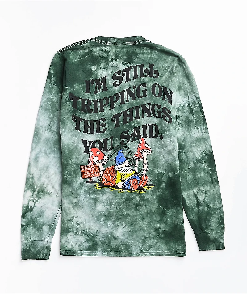 Broken Promises Gnome Grown Green Tie Dye Long Sleeve T-Shirt