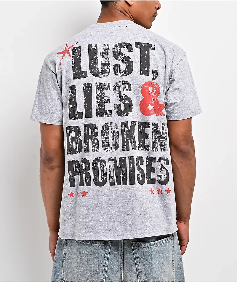 Broken Promises Gossip Column Grey T-Shirt