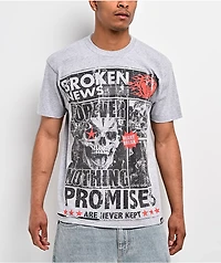 Broken Promises Gossip Column Grey T-Shirt