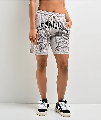 Broken Promises Gothic Natural Mesh Shorts