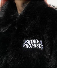 Broken Promises Graveyard Black Faux Fur Zip Jacket