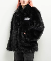 Broken Promises Graveyard Black Faux Fur Zip Jacket