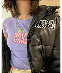 Broken Promises Graveyard Horned Black Hooded Puffer Jacket