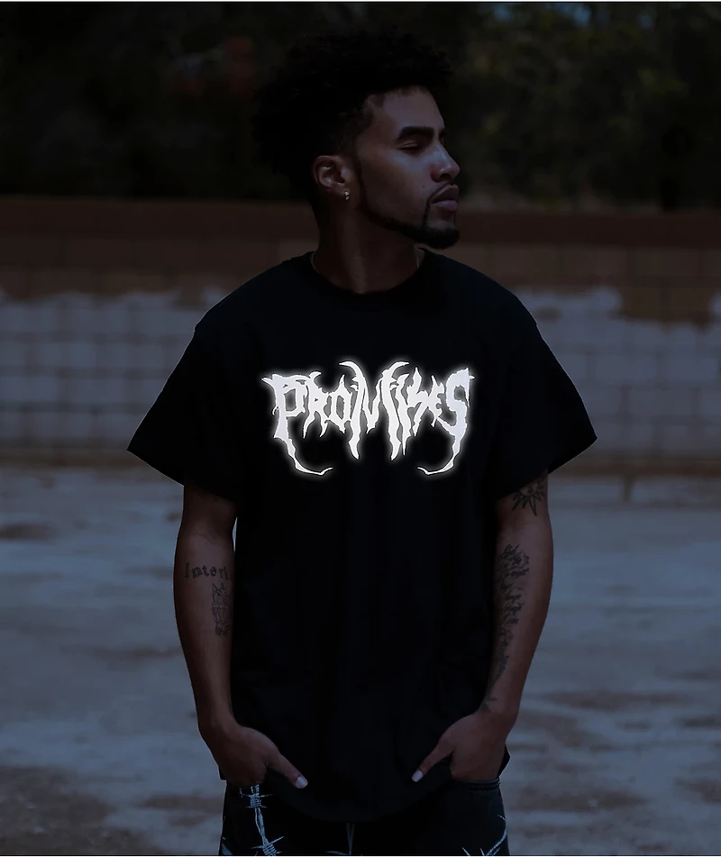 Broken Promises Graveyard Reflective Black T-Shirt