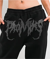 Broken Promises Graveyard Rhinestone Black Sweatpants